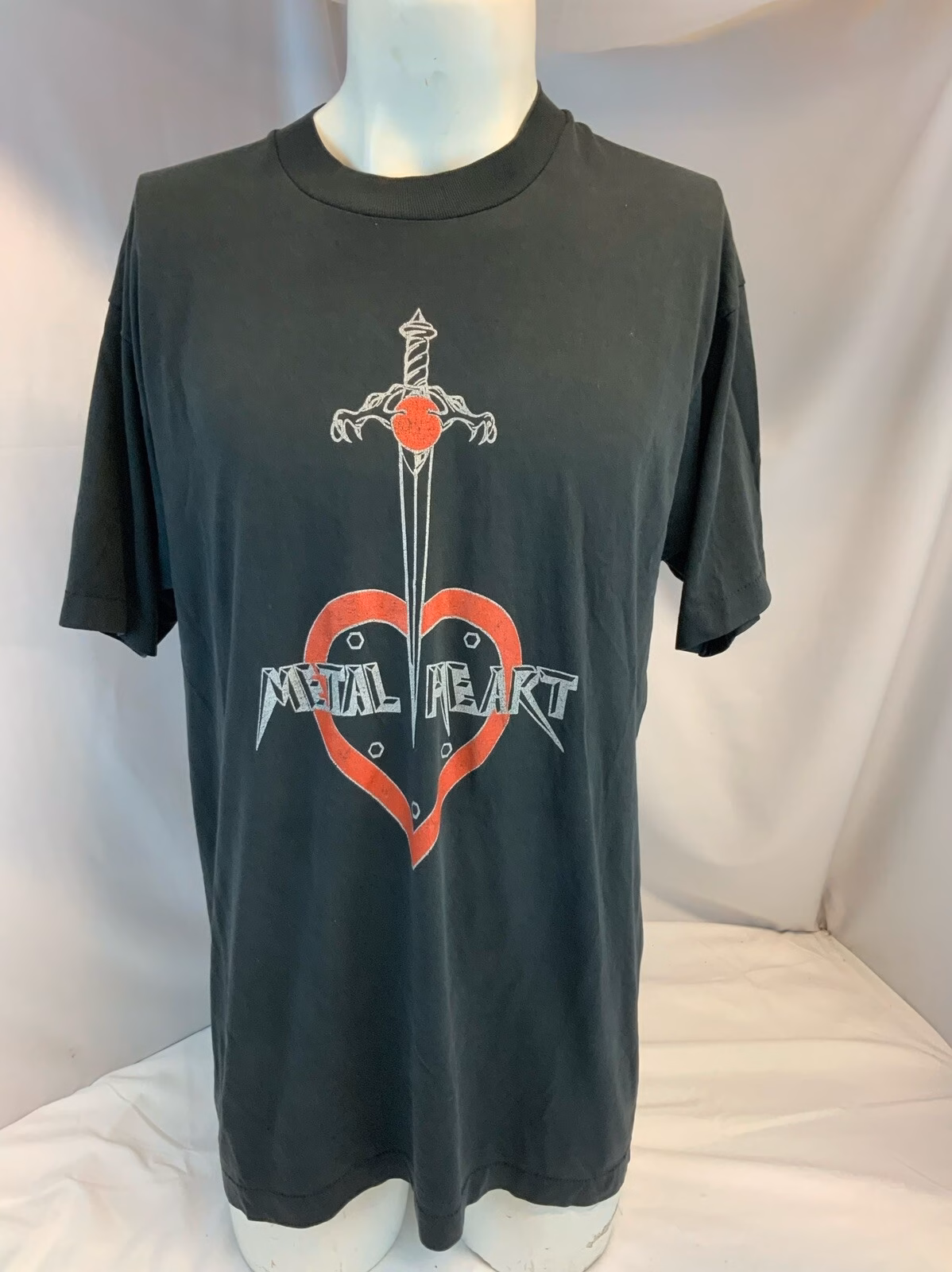Metal Heart Band Concert Tee Shirt XL Blk Cotton Retro Single Stitch YGI G1-122