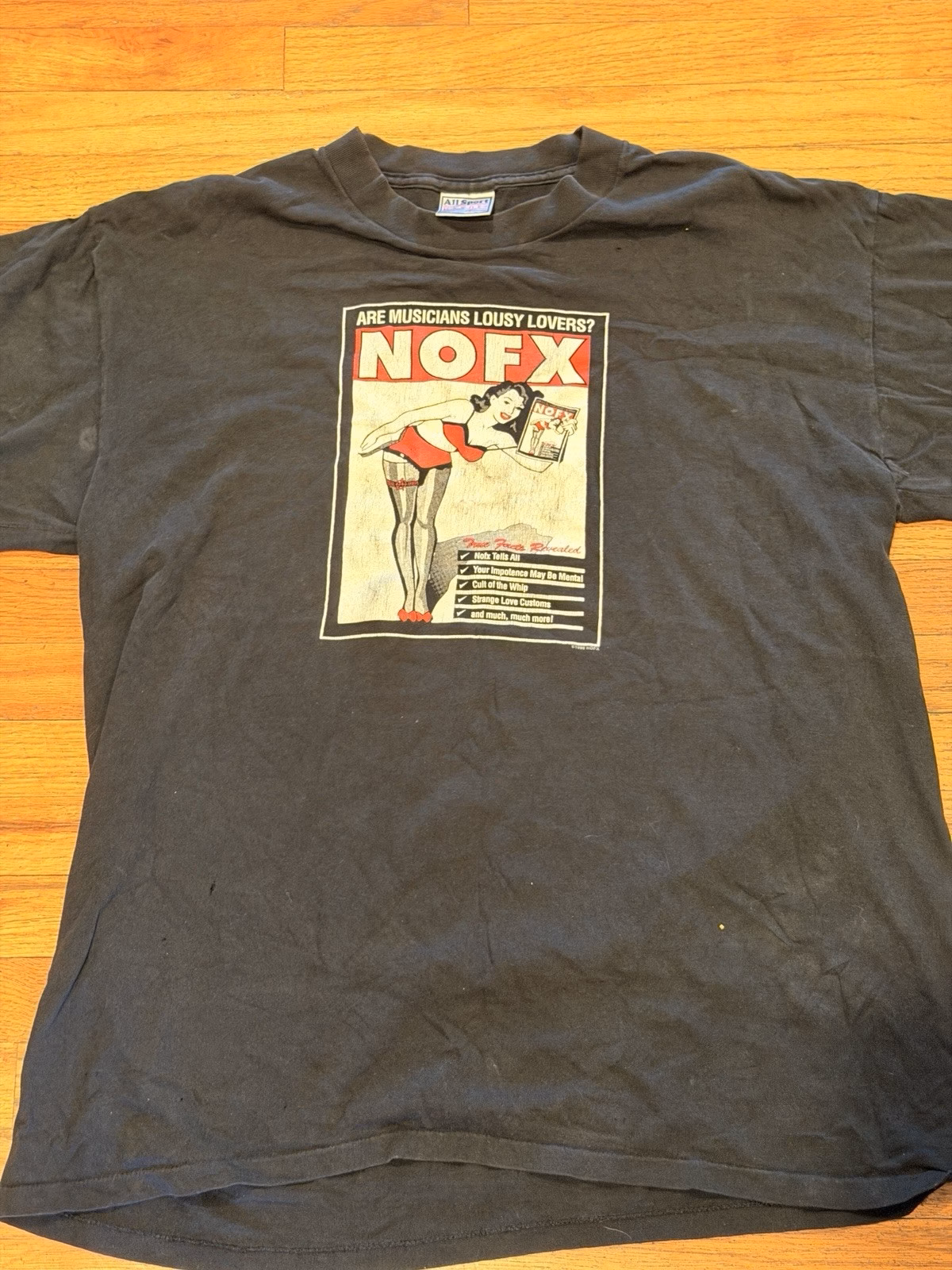 Vintage 90s NOFX Are Musicians Lousy Lovers T Shirt XL All Sport Punk Rock Band