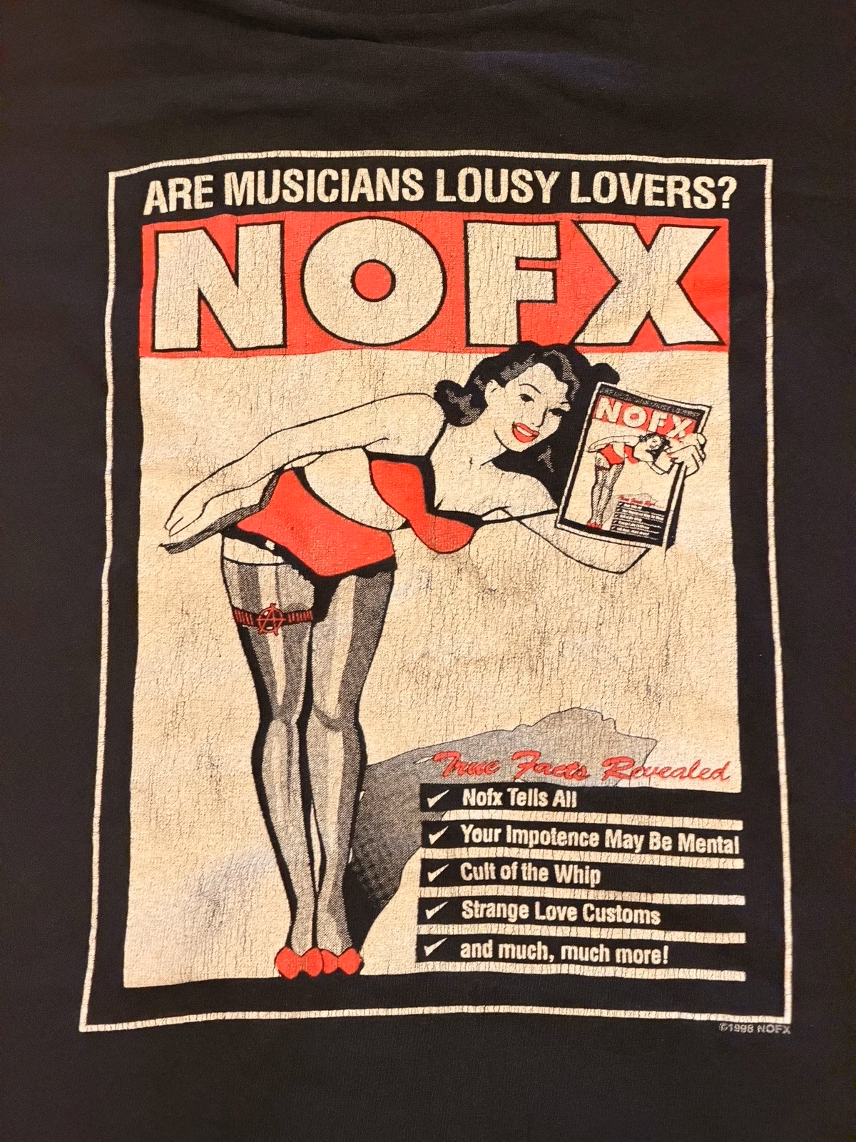 Vintage 90s NOFX Are Musicians Lousy Lovers T Shirt XL All Sport Punk Rock Band